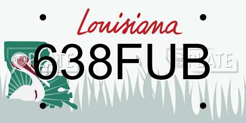 638FUB Louisiana License Plate