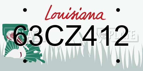 63CZ412 Louisiana License Plate