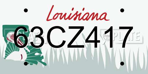 63CZ417 Louisiana License Plate