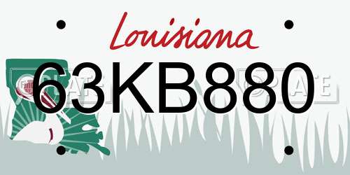63KB880 Louisiana License Plate