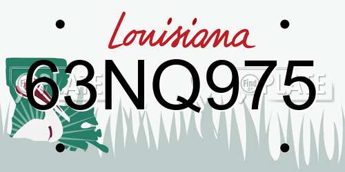 63NQ975 Louisiana License Plate