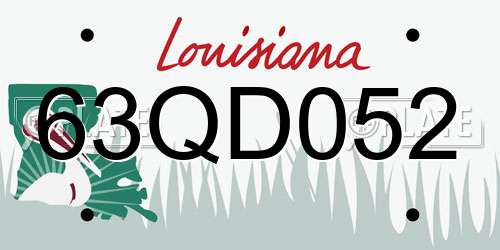 63QD052 Louisiana License Plate