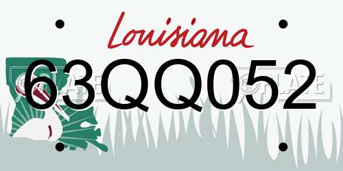 63QQ052 Louisiana License Plate