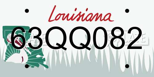 63QQ082 Louisiana License Plate