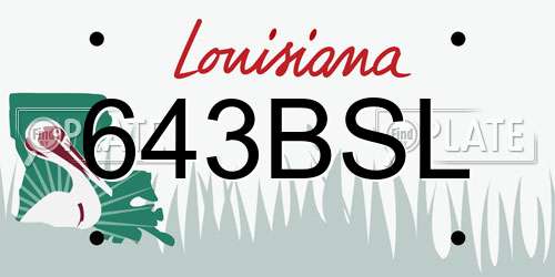 643BSL Louisiana License Plate