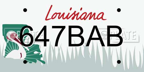 647BAB Louisiana License Plate