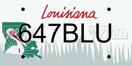647BLU Louisiana License Plate