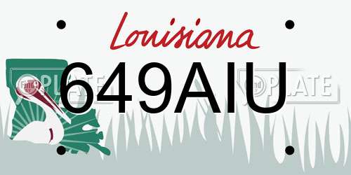 649AIU Louisiana License Plate