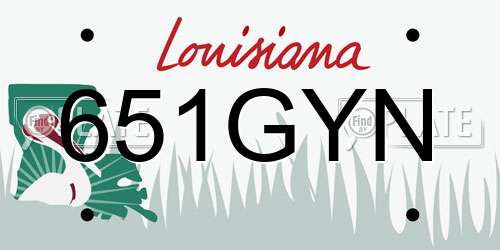 651GYN Louisiana License Plate