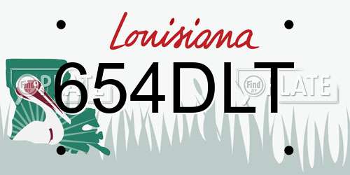 654DLT Louisiana License Plate