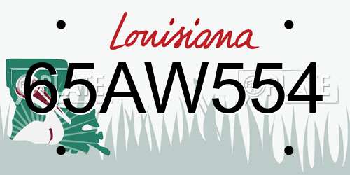 65AW554 Louisiana License Plate