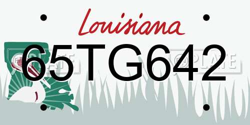 65TG642 Louisiana License Plate