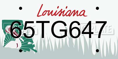 65TG647 Louisiana License Plate