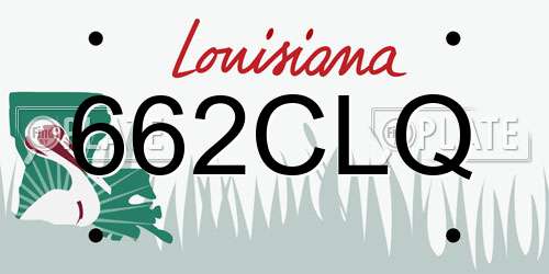 662CLQ Louisiana License Plate