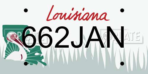 662JAN Louisiana License Plate