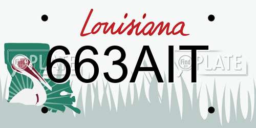 663AIT Louisiana License Plate