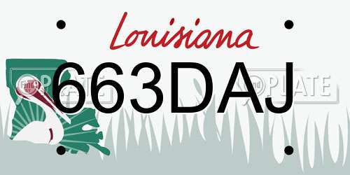 663DAJ Louisiana License Plate