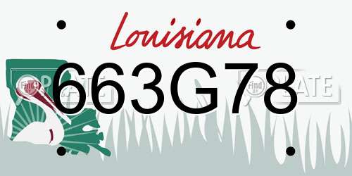 663G78 Louisiana License Plate