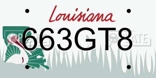 663GT8 Louisiana License Plate