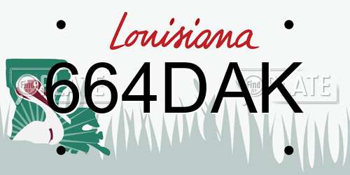 664DAK Louisiana License Plate