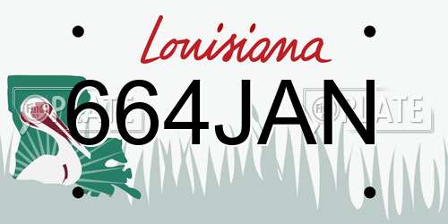 664JAN Louisiana License Plate