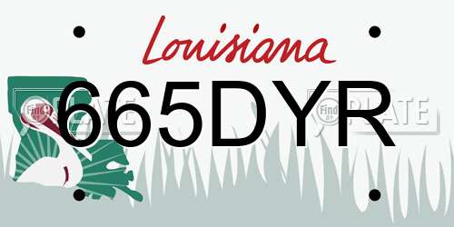 665DYR Louisiana License Plate