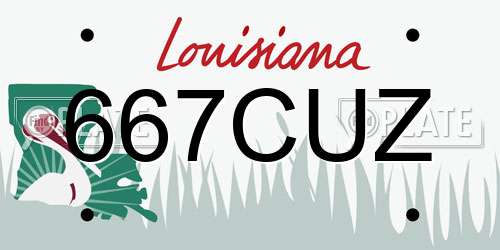 667CUZ Louisiana License Plate