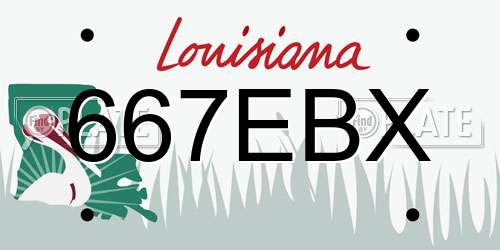 667EBX Louisiana License Plate