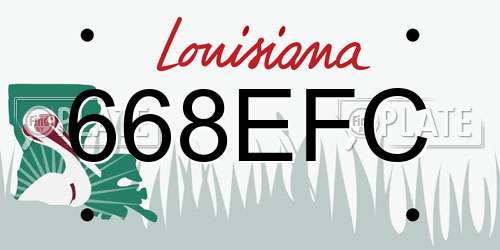 668EFC Louisiana License Plate