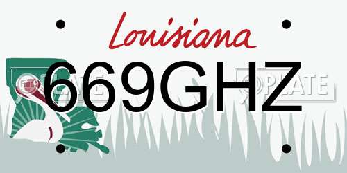 669GHZ Louisiana License Plate