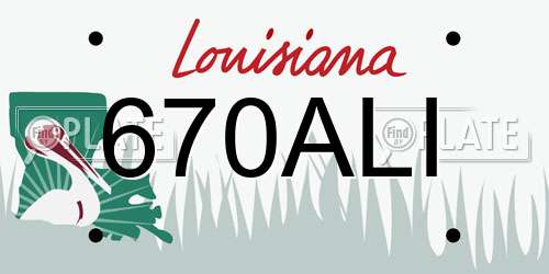 670ALI Louisiana License Plate