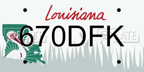 670DFK Louisiana License Plate