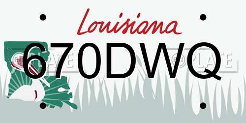 670DWQ Louisiana License Plate