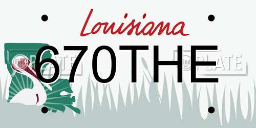 670THE Louisiana License Plate
