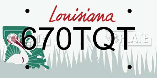 670TQT Louisiana License Plate