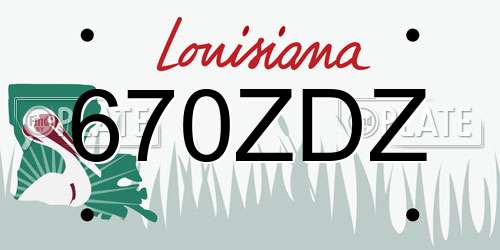 670ZDZ Louisiana License Plate