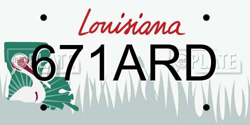 671ARD Louisiana License Plate