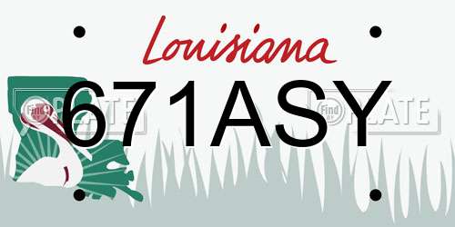 671ASY Louisiana License Plate