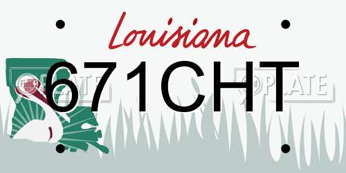671CHT Louisiana License Plate
