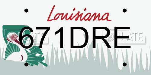 671DRE Louisiana License Plate