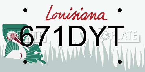 671DYT Louisiana License Plate