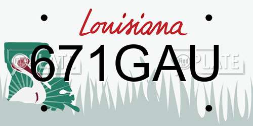 671GAU Louisiana License Plate