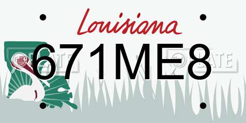 671ME8 Louisiana License Plate