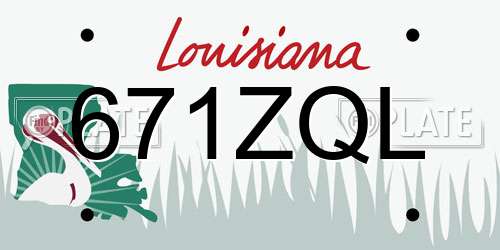 671ZQL Louisiana License Plate