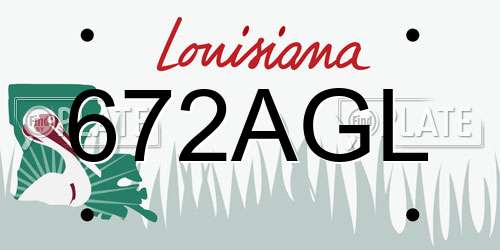 672AGL Louisiana License Plate