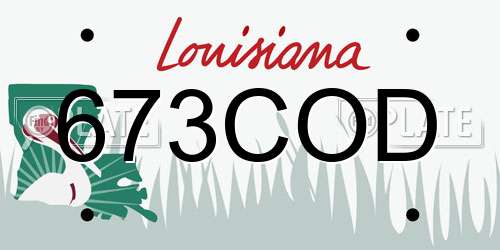 673COD Louisiana License Plate