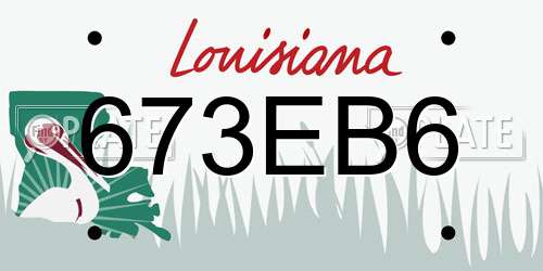 673EB6 Louisiana License Plate