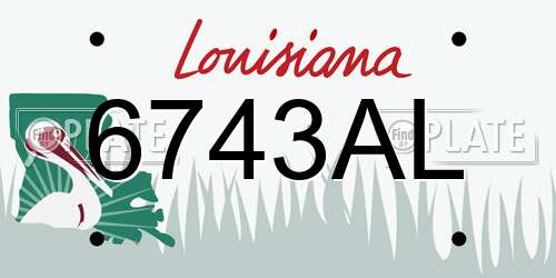 6743AL Louisiana License Plate