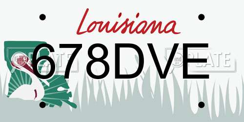 678DVE Louisiana License Plate