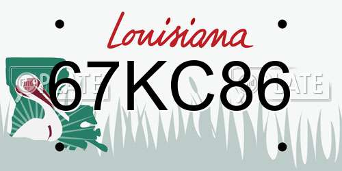 67KC86 Louisiana License Plate